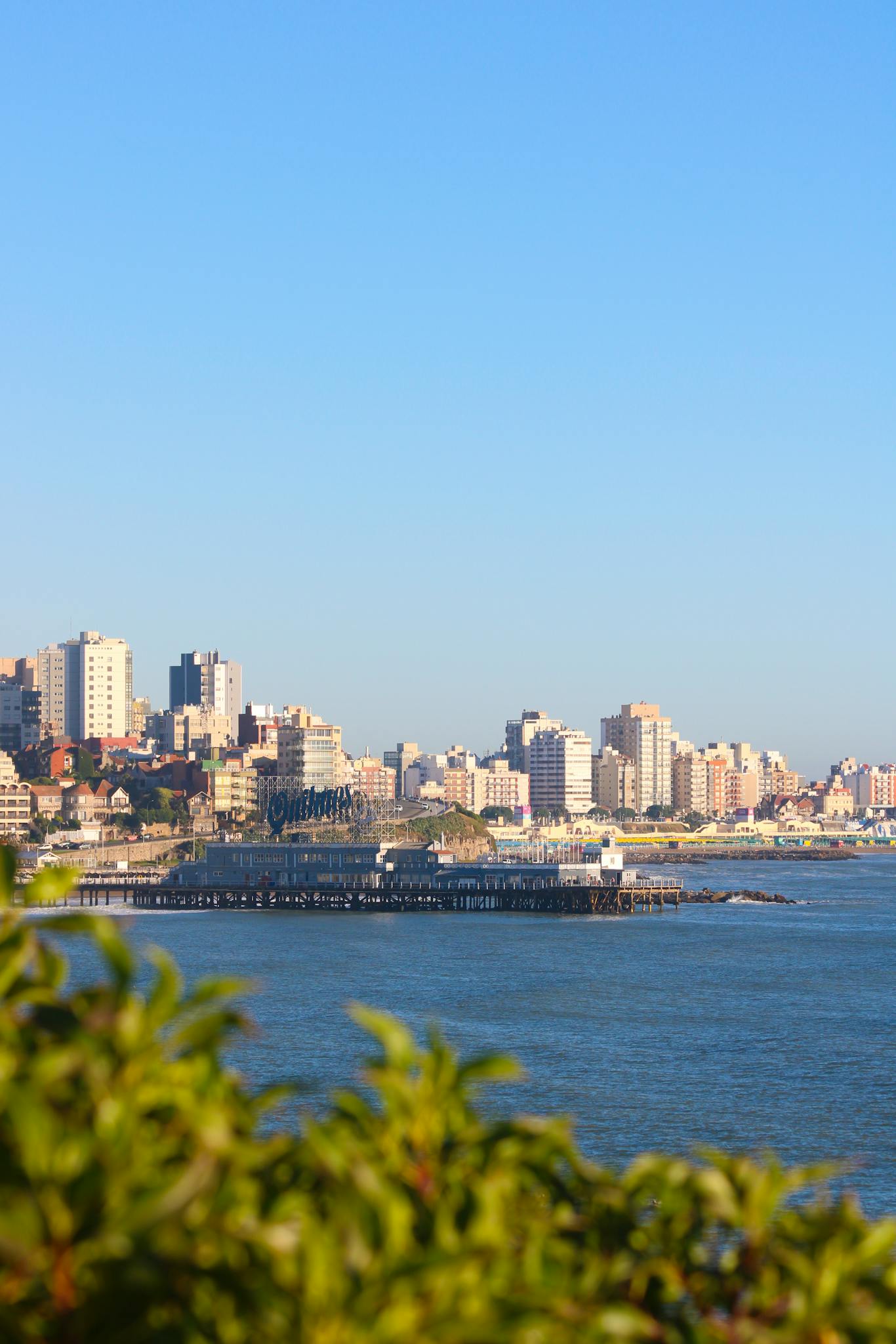 Panoramic view of Mar del Plata coastline with urban skyline and ocean in Argentina.